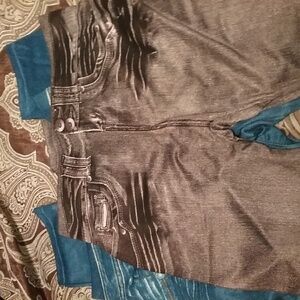 2/$12 Womens BLUE AND BLACK -Black Jean Jeggings, Blue Jean Jeggings